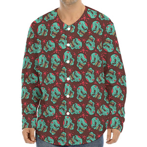 Bloody Zombie Pattern Print Long Sleeve Baseball Jersey