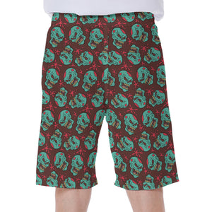 Bloody Zombie Pattern Print Men's Beach Shorts