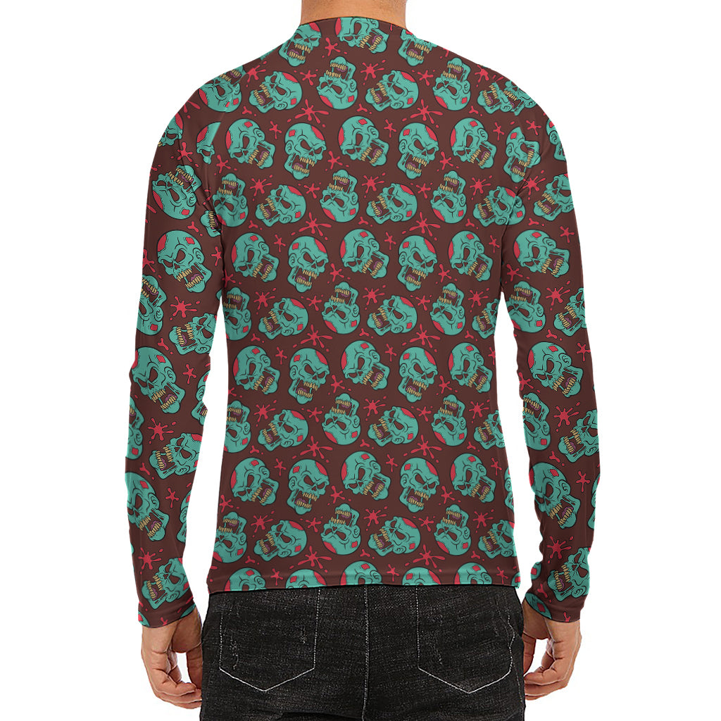 Bloody Zombie Pattern Print Men's Long Sleeve Rash Guard