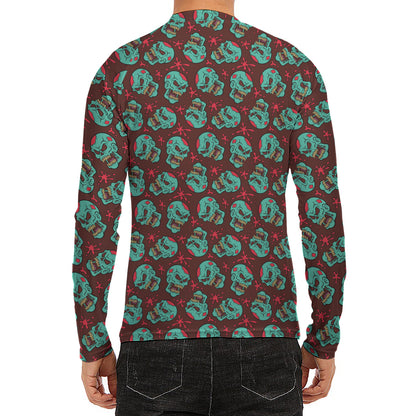 Bloody Zombie Pattern Print Men's Long Sleeve Rash Guard