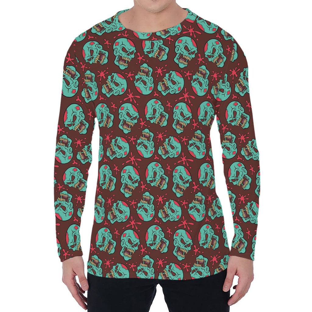 Bloody Zombie Pattern Print Men's Long Sleeve T-Shirt