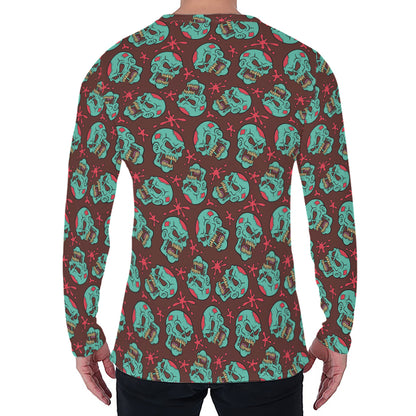 Bloody Zombie Pattern Print Men's Long Sleeve T-Shirt