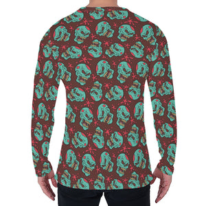 Bloody Zombie Pattern Print Men's Long Sleeve T-Shirt