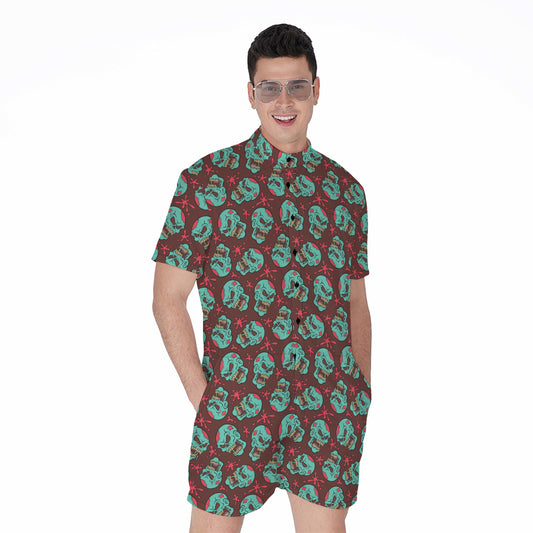 Bloody Zombie Pattern Print Men's Rompers