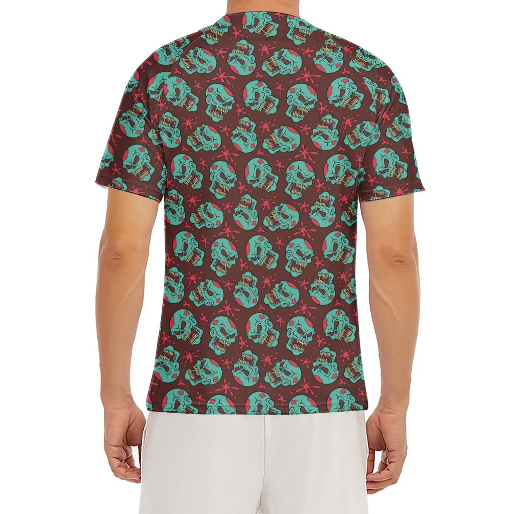 Bloody Zombie Pattern Print Men's Short Sleeve Rash Guard