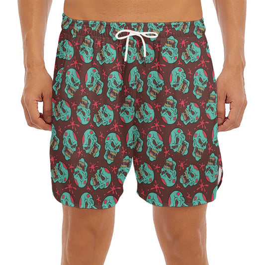 Bloody Zombie Pattern Print Men's Split Running Shorts