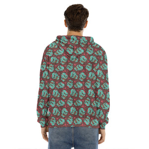 Bloody Zombie Pattern Print Men's Velvet Pullover Hoodie