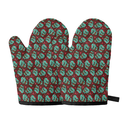 Bloody Zombie Pattern Print Oven Mitts
