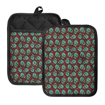 Bloody Zombie Pattern Print Pot Holders With Pocket