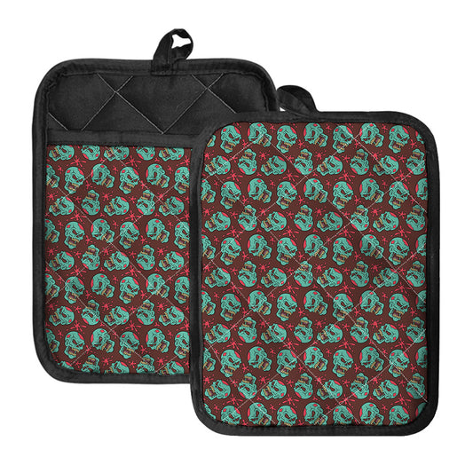 Bloody Zombie Pattern Print Pot Holders With Pocket