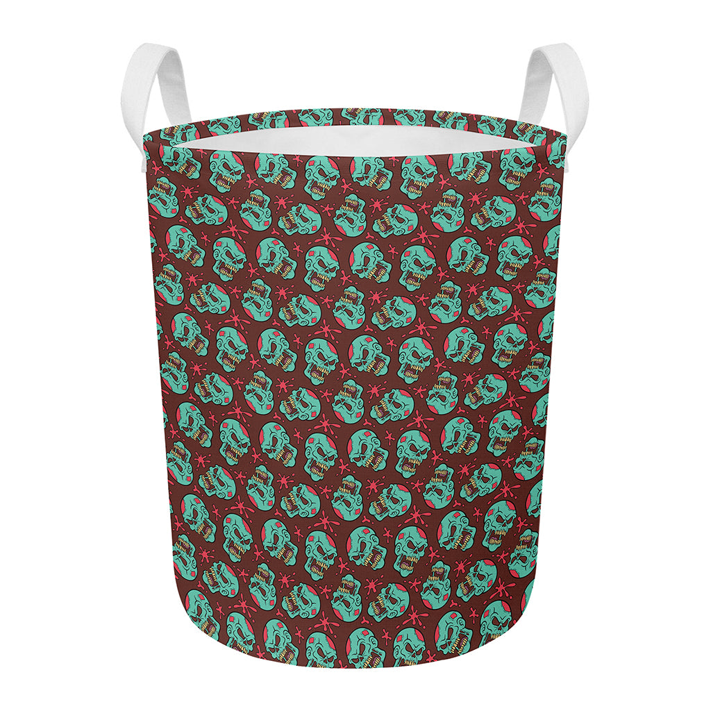 Bloody Zombie Pattern Print Round Laundry Basket