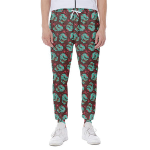 Bloody Zombie Pattern Print Scuba Joggers