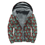 Bloody Zombie Pattern Print Sherpa Lined Zip Up Hoodie