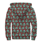 Bloody Zombie Pattern Print Sherpa Lined Zip Up Hoodie