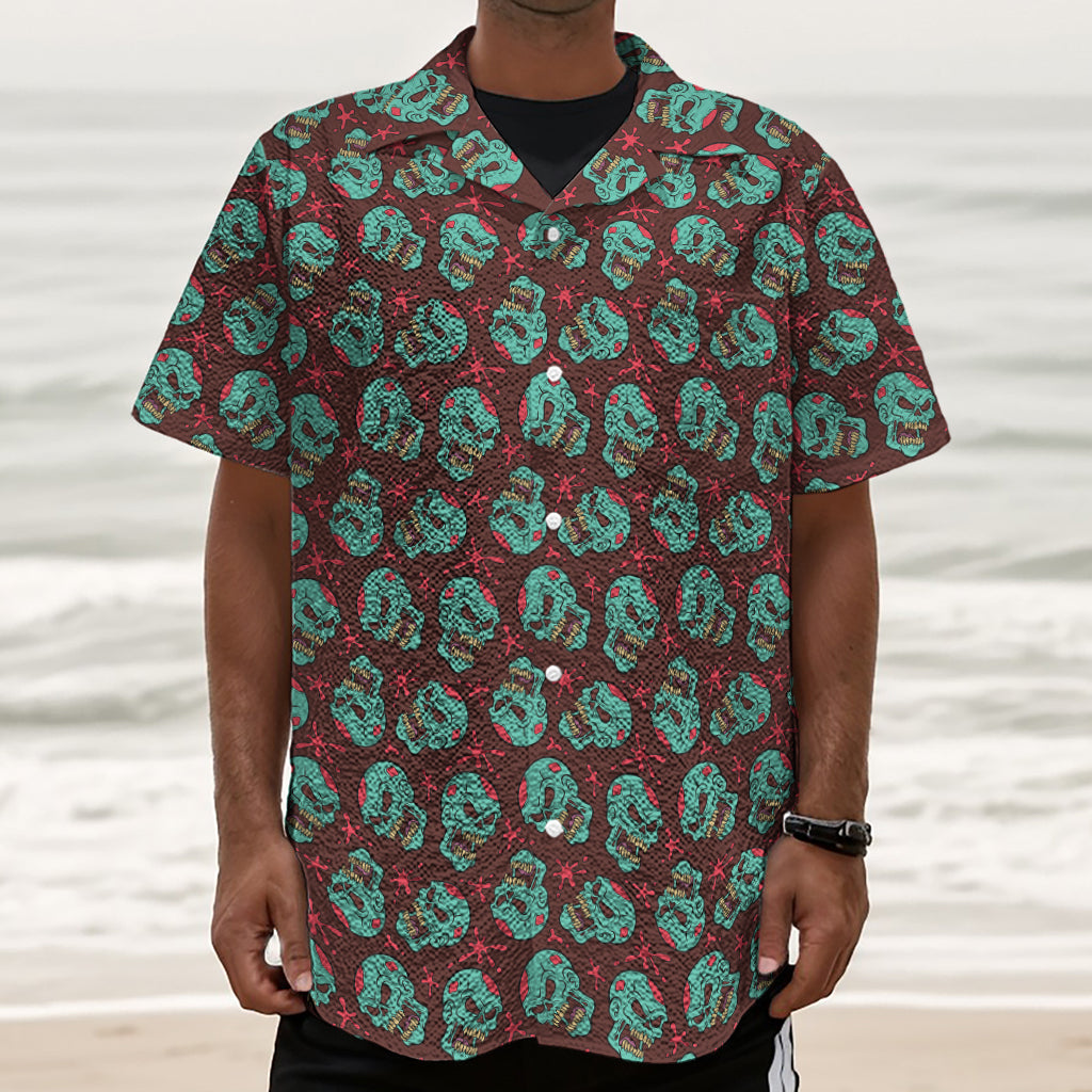 Bloody Zombie Pattern Print Textured Short Sleeve Shirt