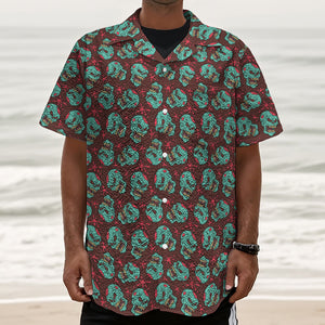 Bloody Zombie Pattern Print Textured Short Sleeve Shirt