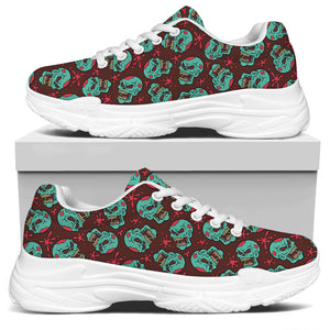 Bloody Zombie Pattern Print White Chunky Shoes