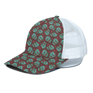 Bloody Zombie Pattern Print White Mesh Trucker Cap