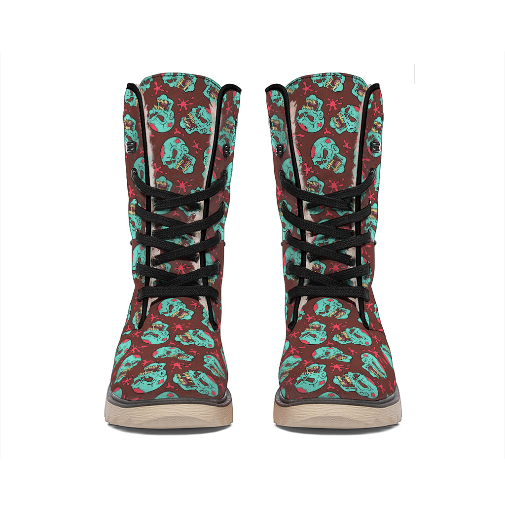 Bloody Zombie Pattern Print Winter Boots