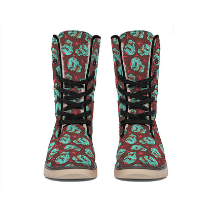 Bloody Zombie Pattern Print Winter Boots