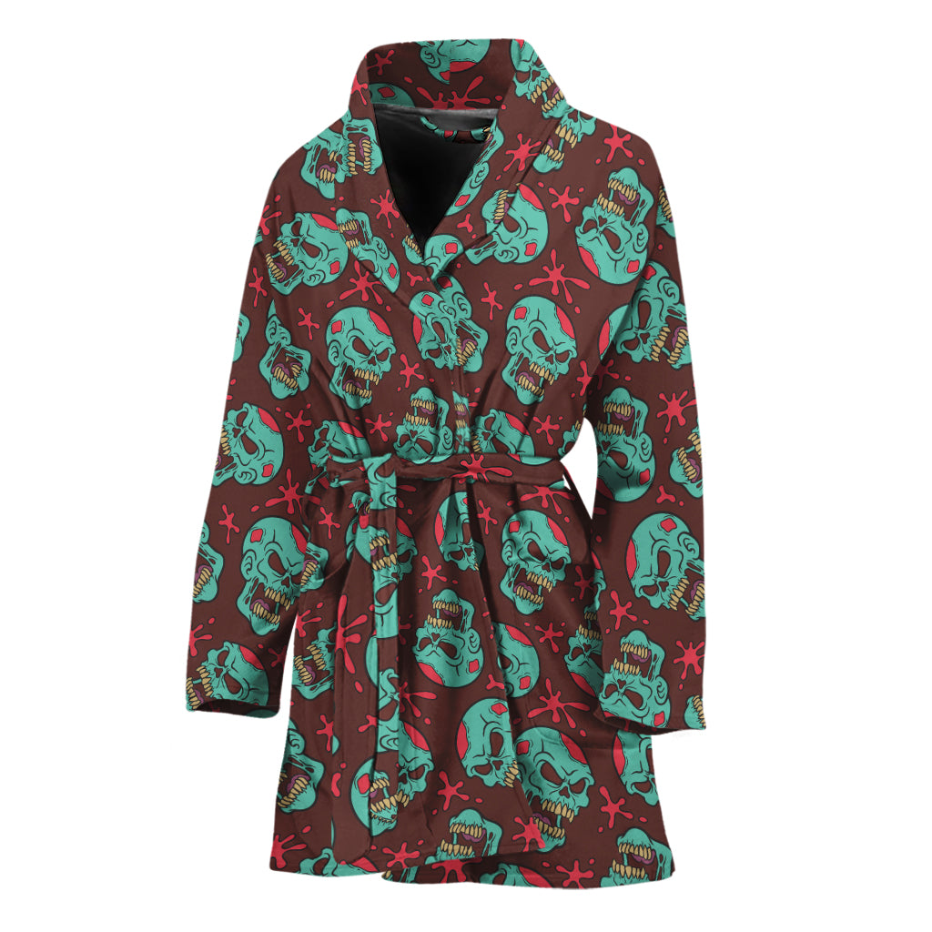 Bloody Zombie Pattern Print Women's Bathrobe