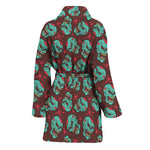 Bloody Zombie Pattern Print Women's Bathrobe