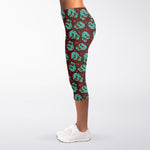 Bloody Zombie Pattern Print Women's Capri Leggings