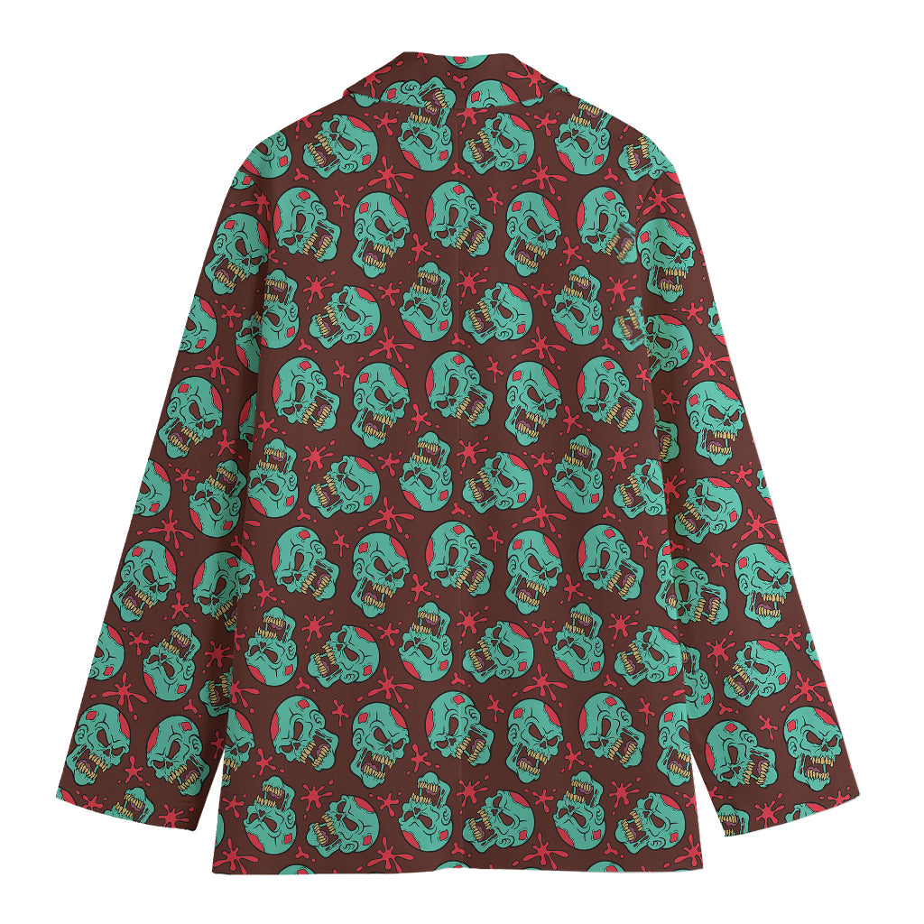 Bloody Zombie Pattern Print Women's Cotton Blazer