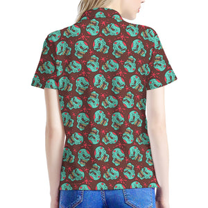 Bloody Zombie Pattern Print Women's Polo Shirt