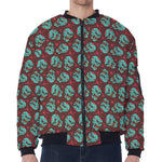 Bloody Zombie Pattern Print Zip Sleeve Bomber Jacket