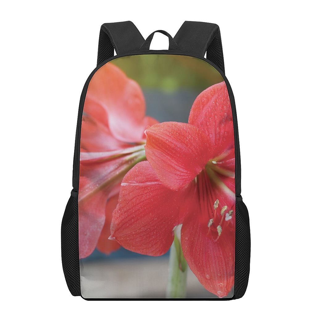 Blooming Amaryllis Print 17 Inch Backpack