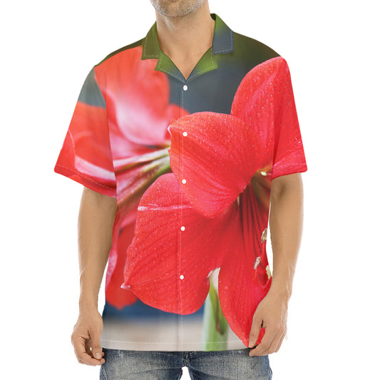 Blooming Amaryllis Print Aloha Shirt
