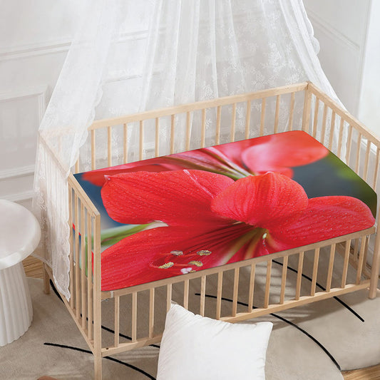 Blooming Amaryllis Print Baby Crib Sheet