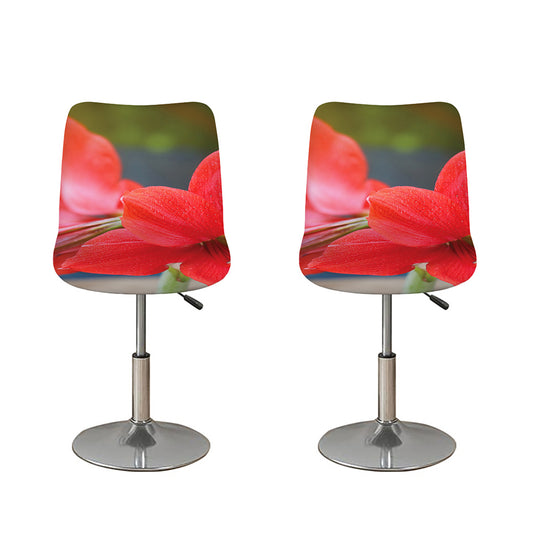 Blooming Amaryllis Print Bar Stool Covers