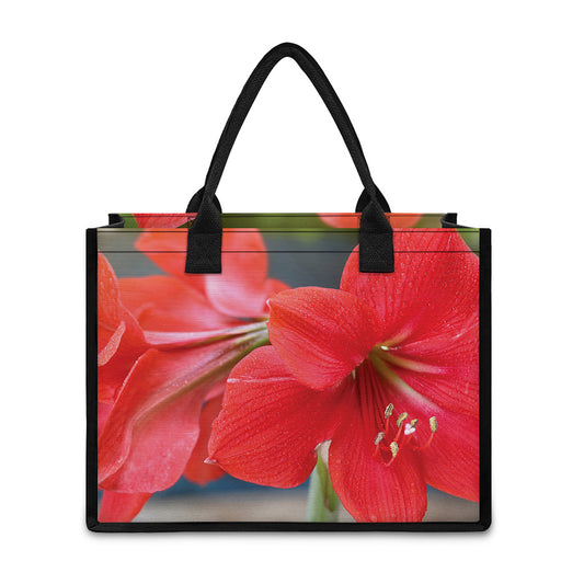 Blooming Amaryllis Print Canvas Tote Bag