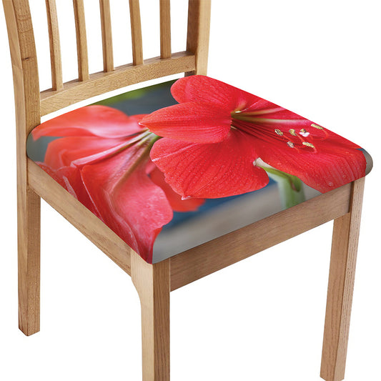 Blooming Amaryllis Print Chair Cushion Cover