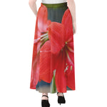 Blooming Amaryllis Print Chiffon Maxi Skirt