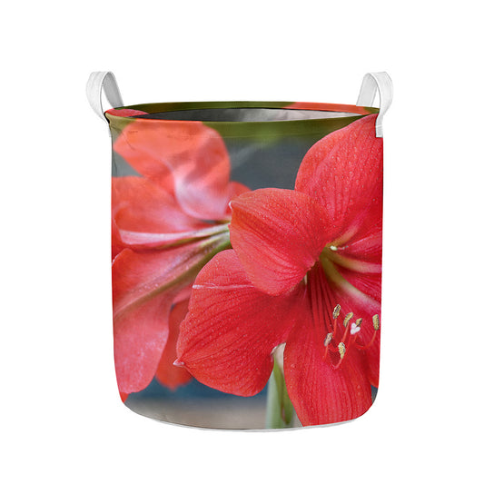 Blooming Amaryllis Print Collapsible Laundry Basket