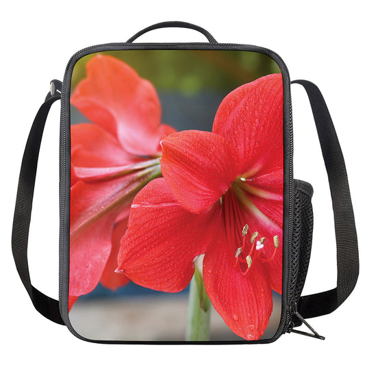 Blooming Amaryllis Print Crossbody Lunch Bag