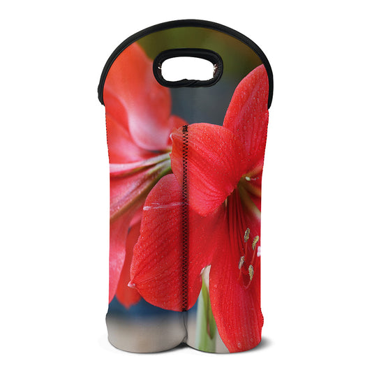 Blooming Amaryllis Print Double Neoprene Wine Tote