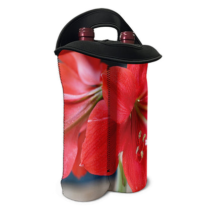 Blooming Amaryllis Print Double Neoprene Wine Tote