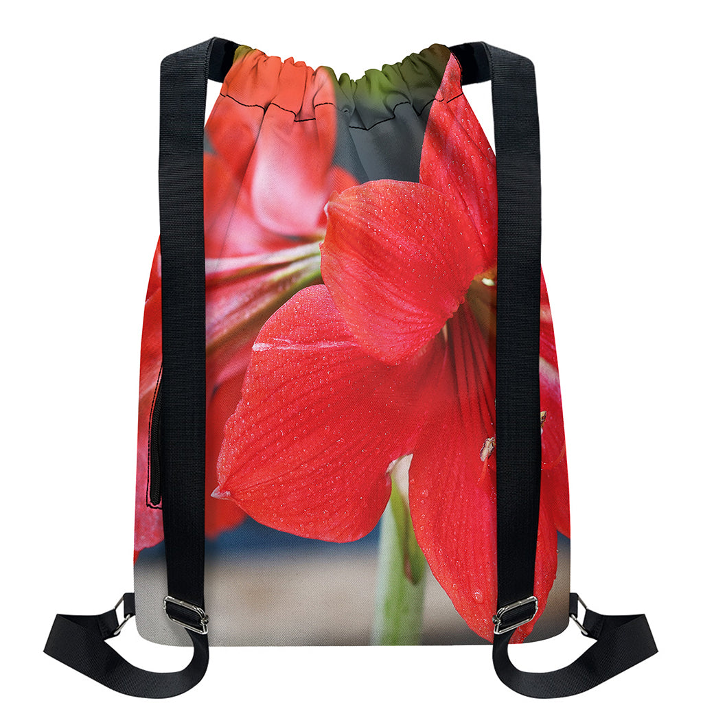 Blooming Amaryllis Print Drawstring Backpack