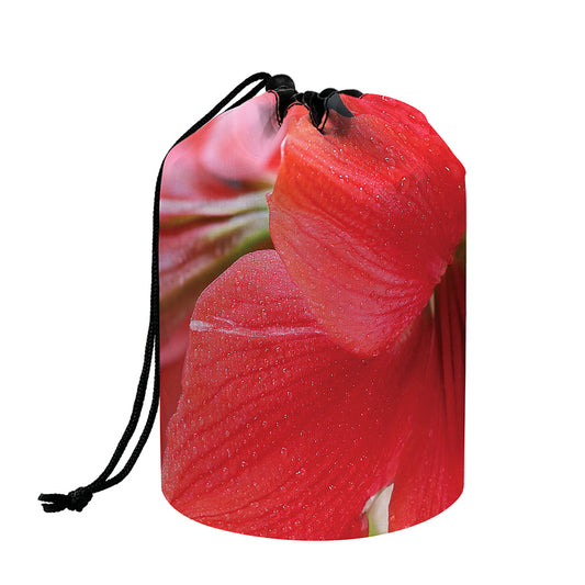Blooming Amaryllis Print Drawstring Makeup Bag