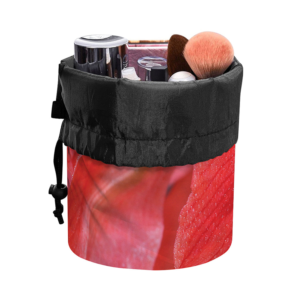 Blooming Amaryllis Print Drawstring Makeup Bag