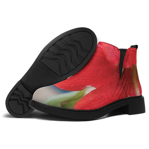 Blooming Amaryllis Print Flat Ankle Boots