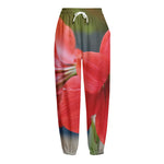 Blooming Amaryllis Print Fleece Lined Knit Pants