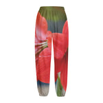 Blooming Amaryllis Print Fleece Lined Knit Pants