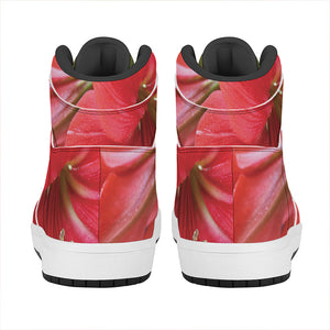 Blooming Amaryllis Print High Top Leather Sneakers