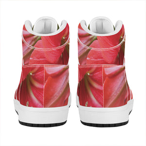 Blooming Amaryllis Print High Top Leather Sneakers