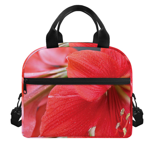 Blooming Amaryllis Print Insulated Lunch Bag